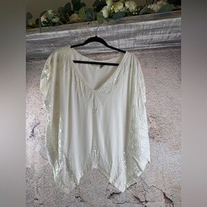 Miss Me White Sequin Blouse size large.  C20